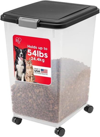 IRIS USA Dog Food Storage Container, Up to 10 lbs, Clear/Gray, Made in USA