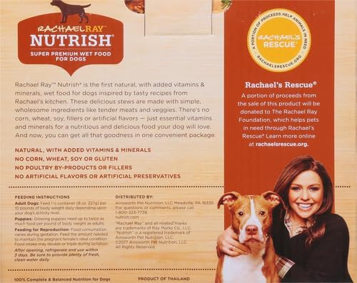 Nutrish Hearty Beef Stew Wet Dog Food, 8 oz. Tub (Pack of 8) (Rachael Ray)
