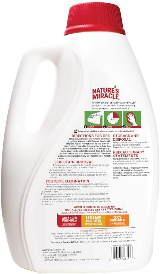 Nature’s Miracle Dog Stain & Odor Remover, Enzymatic Cleaner, 32 oz