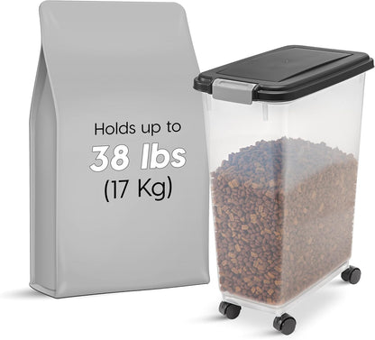 IRIS USA Dog Food Storage Container, Up to 10 lbs, Clear/Gray, Made in USA