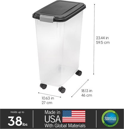 IRIS USA Dog Food Storage Container, Up to 10 lbs, Clear/Gray, Made in USA