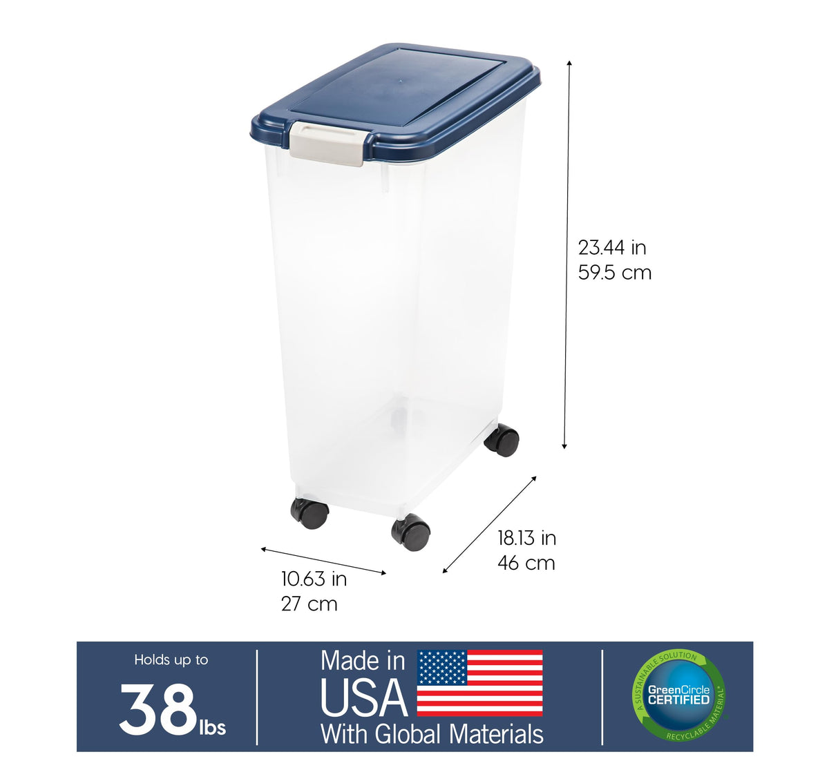IRIS USA Dog Food Storage Container, Up to 10 lbs, Clear/Gray, Made in USA