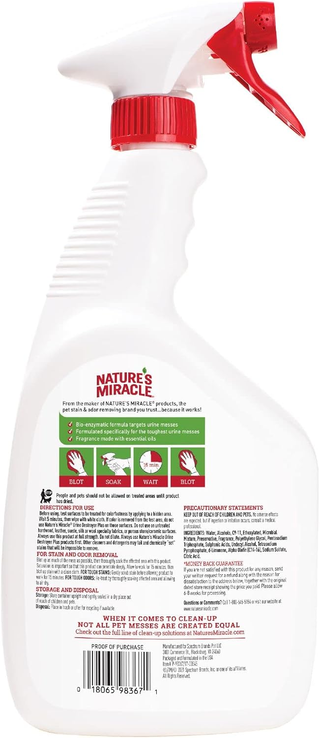 Nature's Miracle Cat Urine Destroyer Plus, Enzymatic Cleaner, 1 gal