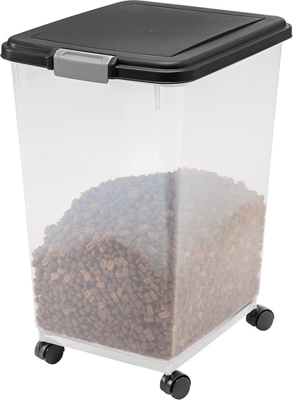 IRIS USA Dog Food Storage Container, Up to 10 lbs, Clear/Gray, Made in USA
