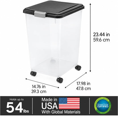 IRIS USA Dog Food Storage Container, Up to 10 lbs, Clear/Gray, Made in USA