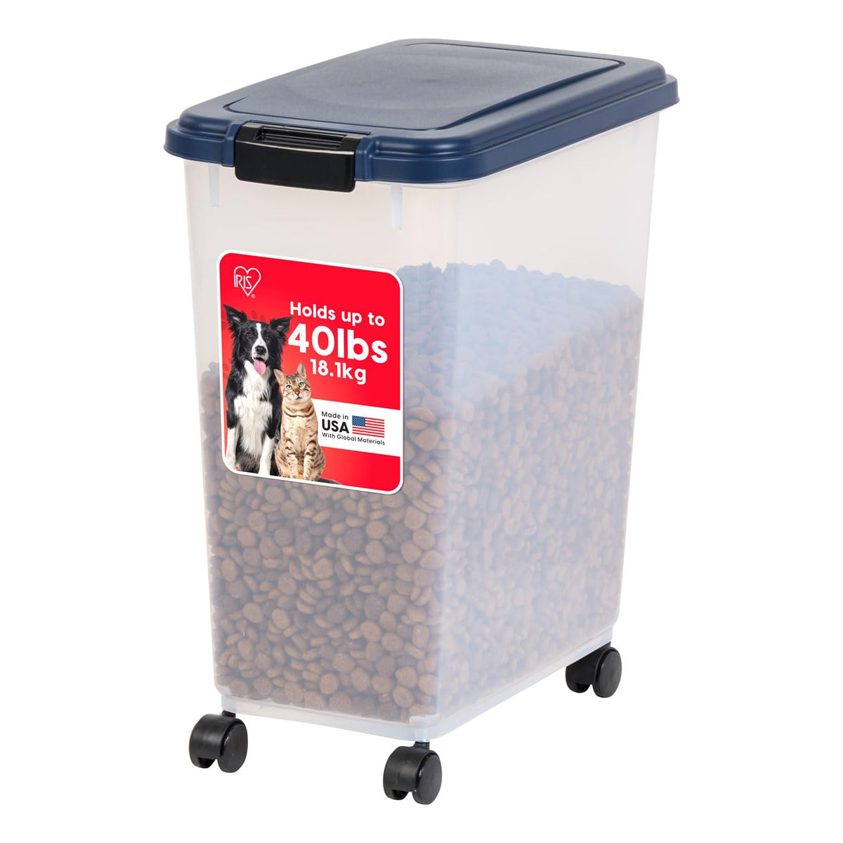IRIS USA Dog Food Storage Container, Up to 10 lbs, Clear/Gray, Made in USA