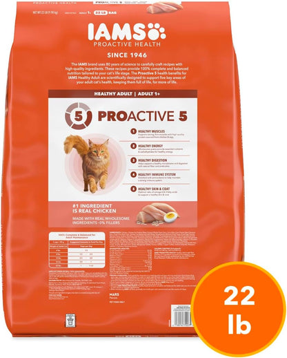 IAMS Proactive Health Healthy Adult Dry Cat Food, Chicken, 22 lb