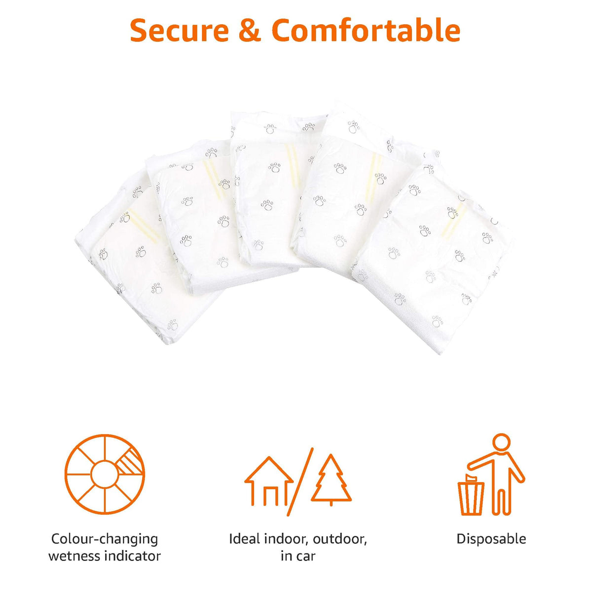 Amazon Basics Absorbent, Leakproof Male Dog Wrap Disposable Diapers with Wetness Indicator, Breathable, Small, White, 50-Pack