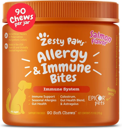 Zesty Paws Dog Allergy Chews - Dog Allergy Relief, Lamb, 90 Ct