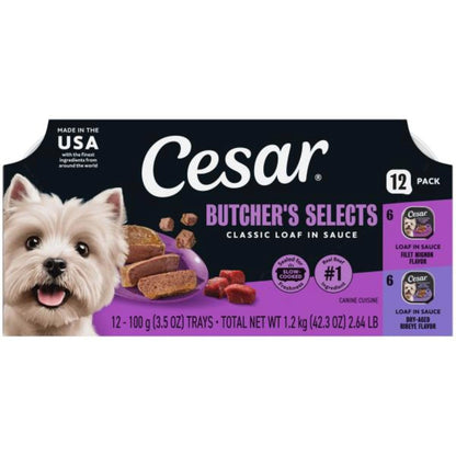 Cesar Classic Loaf in Sauce Wet Dog Food, Meaty Selects, 3.5 oz, 36 Count