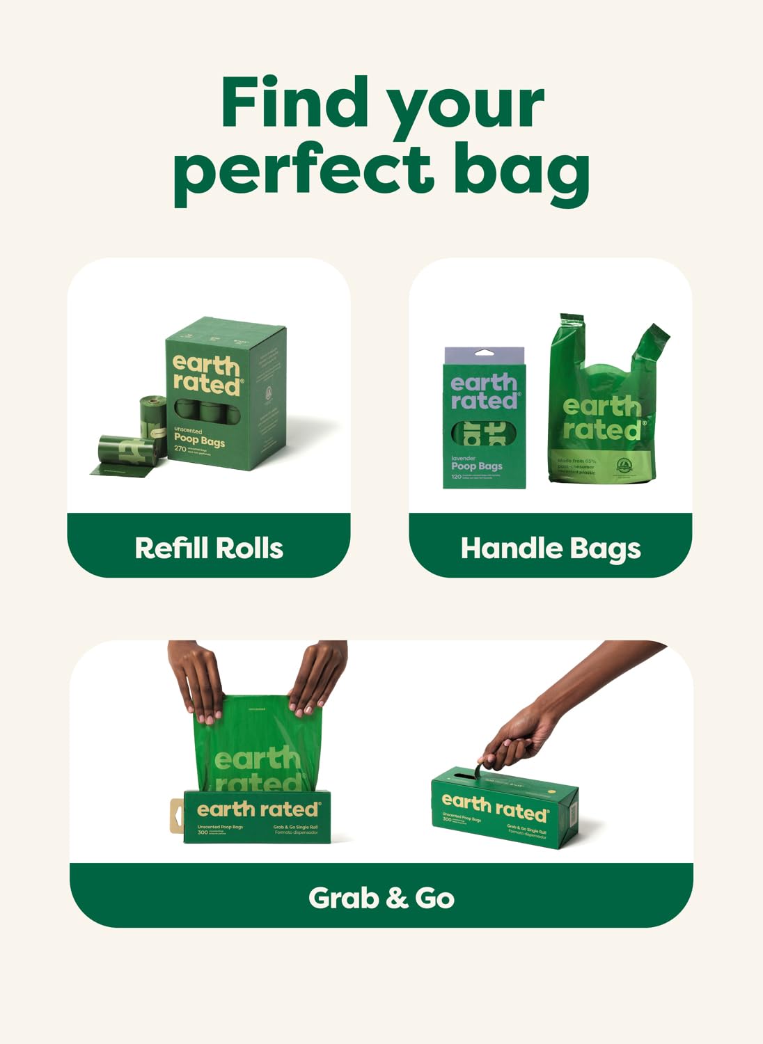 Earth Rated Dog Poop Bags for Dogs, 120 Leak Proof Refill Rolls, Lavender
