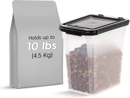 IRIS USA Dog Food Storage Container, Up to 10 lbs, Clear/Gray, Made in USA
