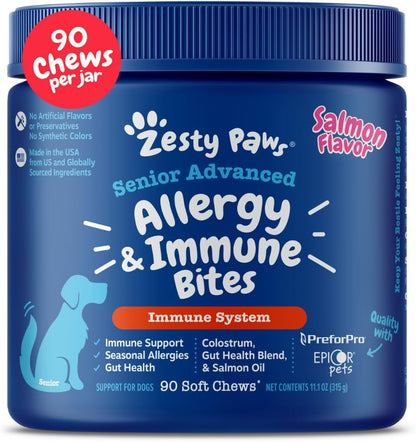 Zesty Paws Dog Allergy Chews - Dog Allergy Relief, Lamb, 90 Ct
