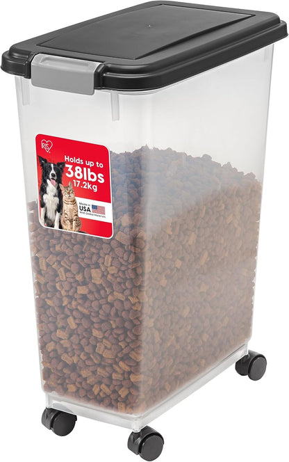 IRIS USA Dog Food Storage Container, Up to 10 lbs, Clear/Gray, Made in USA