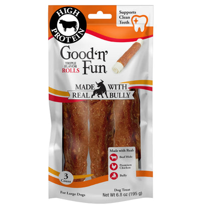 Good 'n' Fun Roll Long-Lasting Dog Treat for Large Dogs, 6 Count
