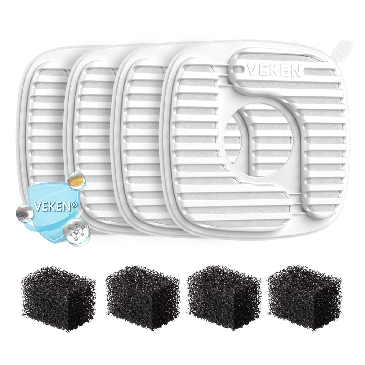 Veken Cat Water Fountain Filters, F1 Series, 4 Pack Replacement Filters
