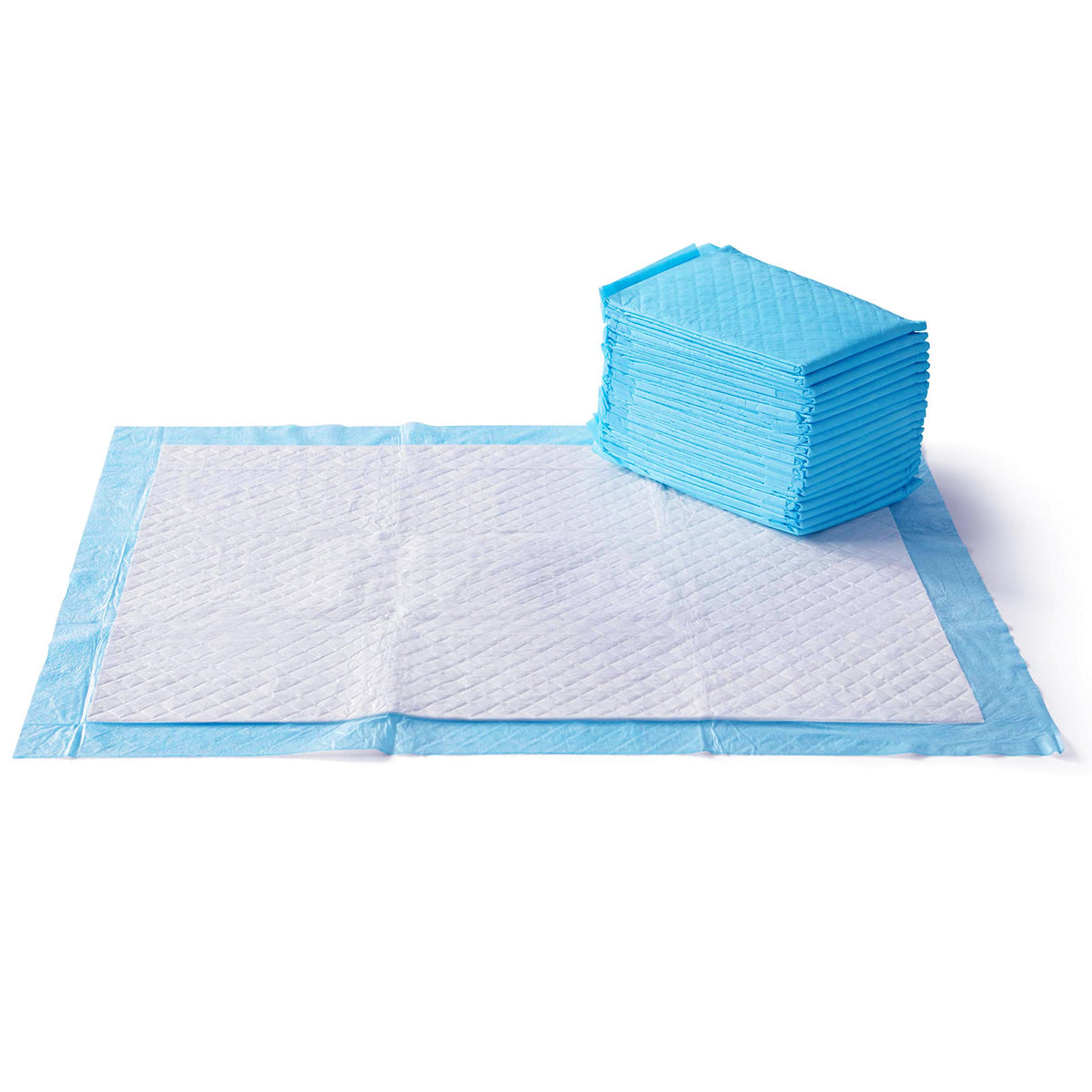 Amazon Basics Heavy Duty Dog and Puppy Pee Pads, Leak-Proof 5-Layer Super Absorbent, Quick-Dry Surface for Potty Training and Housebreaking, Giant Size, 27.5 x 44 Inch, Blue & White, 30-Pack
