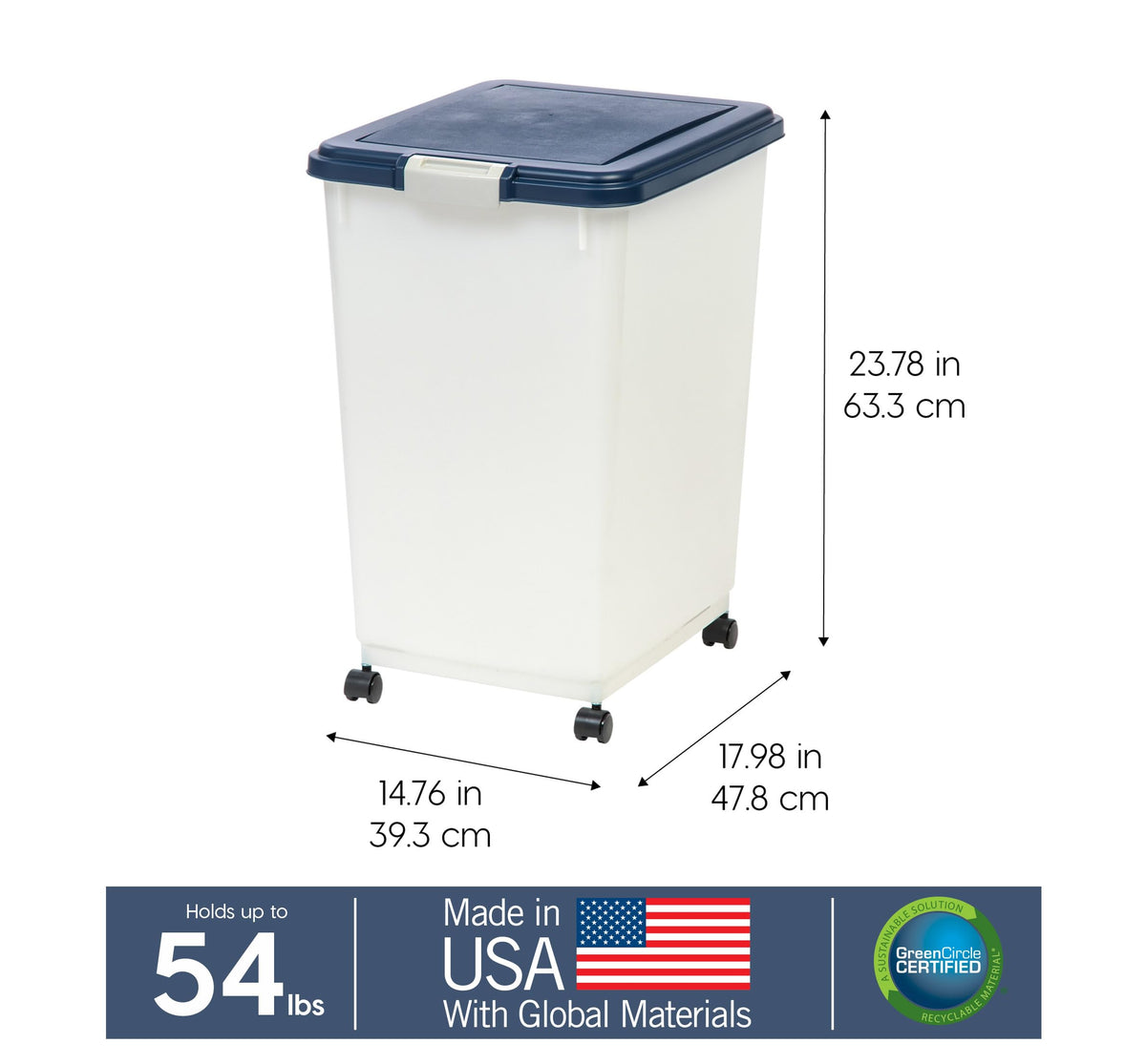 IRIS USA Dog Food Storage Container, Up to 10 lbs, Clear/Gray, Made in USA