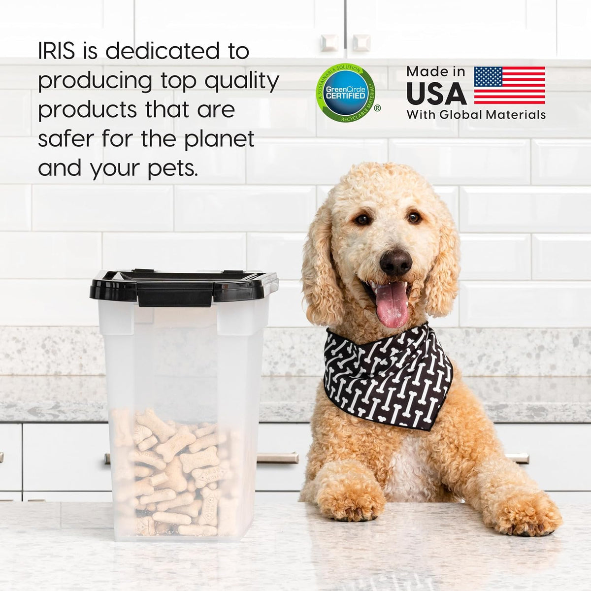 IRIS USA Dog Food Storage Container, Up to 10 lbs, Clear/Gray, Made in USA