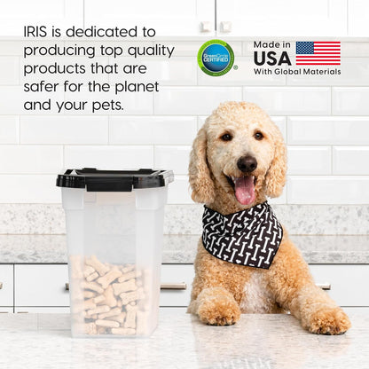IRIS USA Dog Food Storage Container, Up to 10 lbs, Clear/Gray, Made in USA