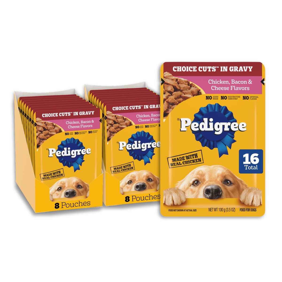 Pedigree Choice Cuts Wet Dog Food Pouch, Protein Variety, 3.5 oz, 30 Count