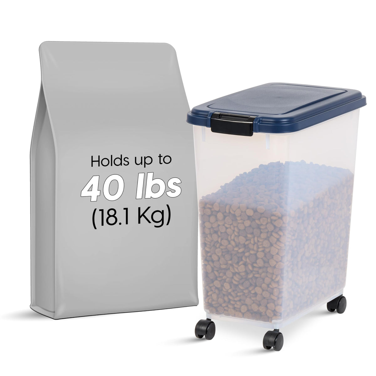 IRIS USA Dog Food Storage Container, Up to 10 lbs, Clear/Gray, Made in USA