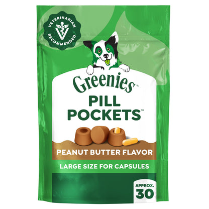 Greenies Pill Pockets Large Size Dog Treats, Peanut Butter, 15.8 oz