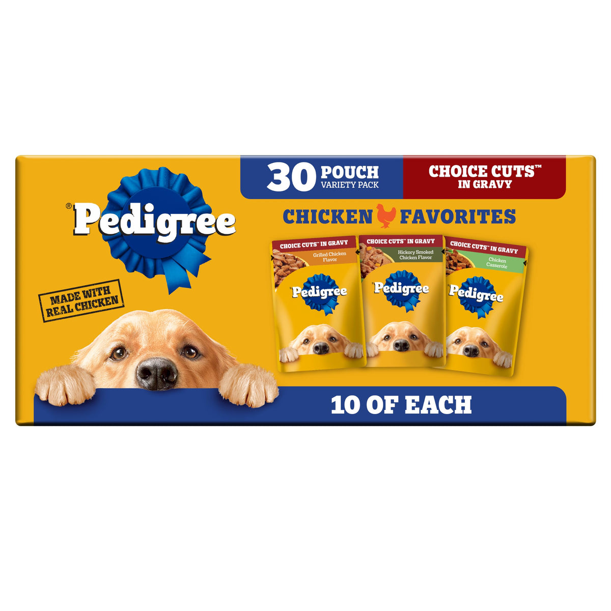 Pedigree Choice Cuts Wet Dog Food Pouch, Protein Variety, 3.5 oz, 30 Count