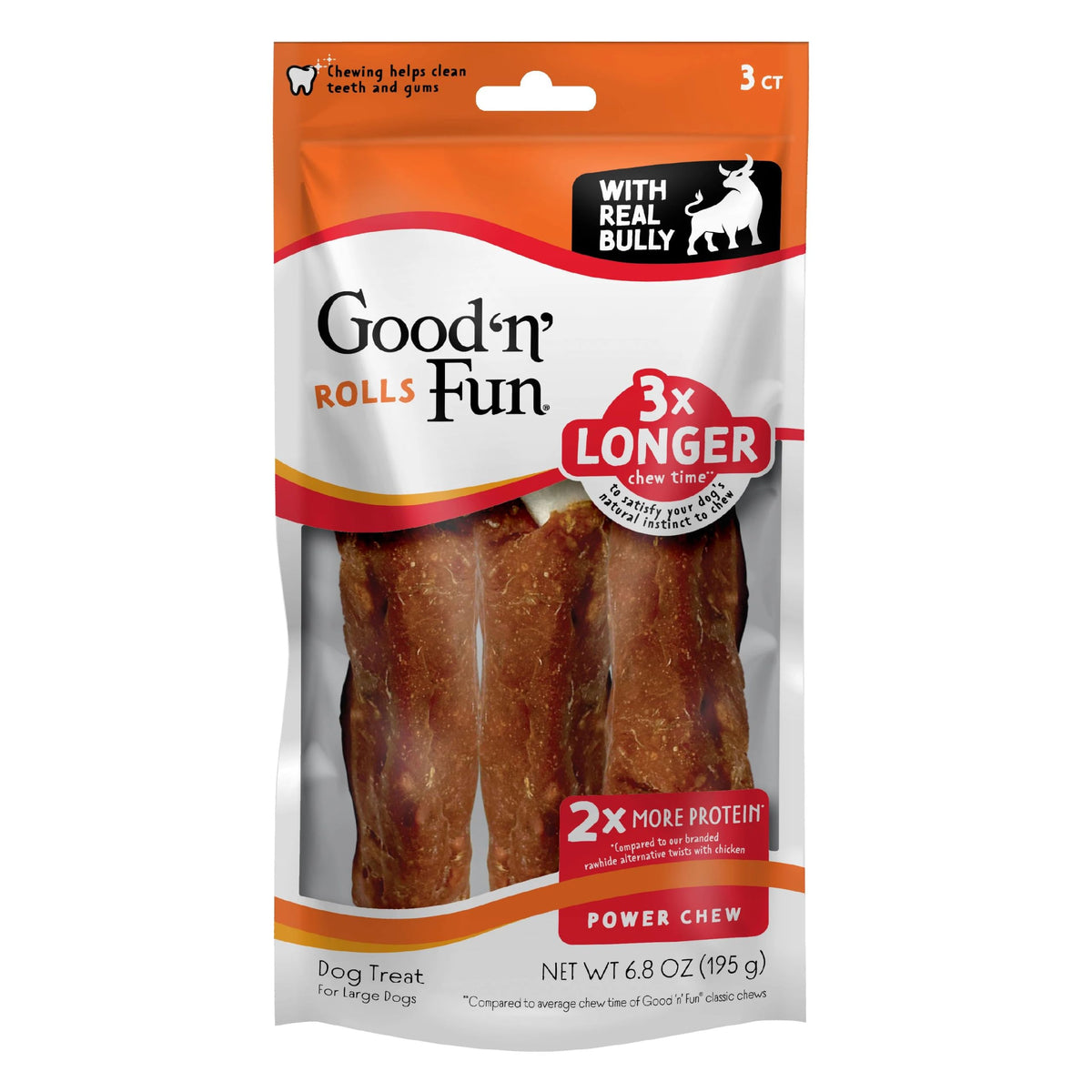 Good 'n' Fun Roll Long-Lasting Dog Treat for Large Dogs, 6 Count
