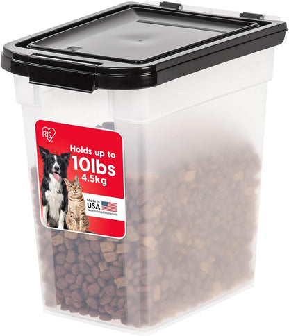 IRIS USA Dog Food Storage Container, Up to 10 lbs, Clear/Gray, Made in USA