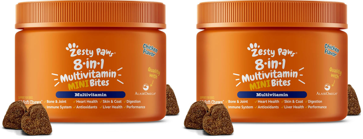 Zesty Paws Dog Vitamins - Dog Multivitamins with Hemp - Chicken, 90 Ct