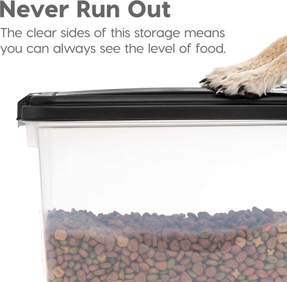 IRIS USA Dog Food Storage Container, Up to 10 lbs, Clear/Gray, Made in USA
