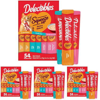 Delectables Squeeze Up Variety Pack, Creamy Squeezable Puree, Lickable Wet Cat Treats, Grain Free, No Added Fillers, No by-Products, No Added Preservatives, 0.5 Ounces Tube, 20 Tubes Total