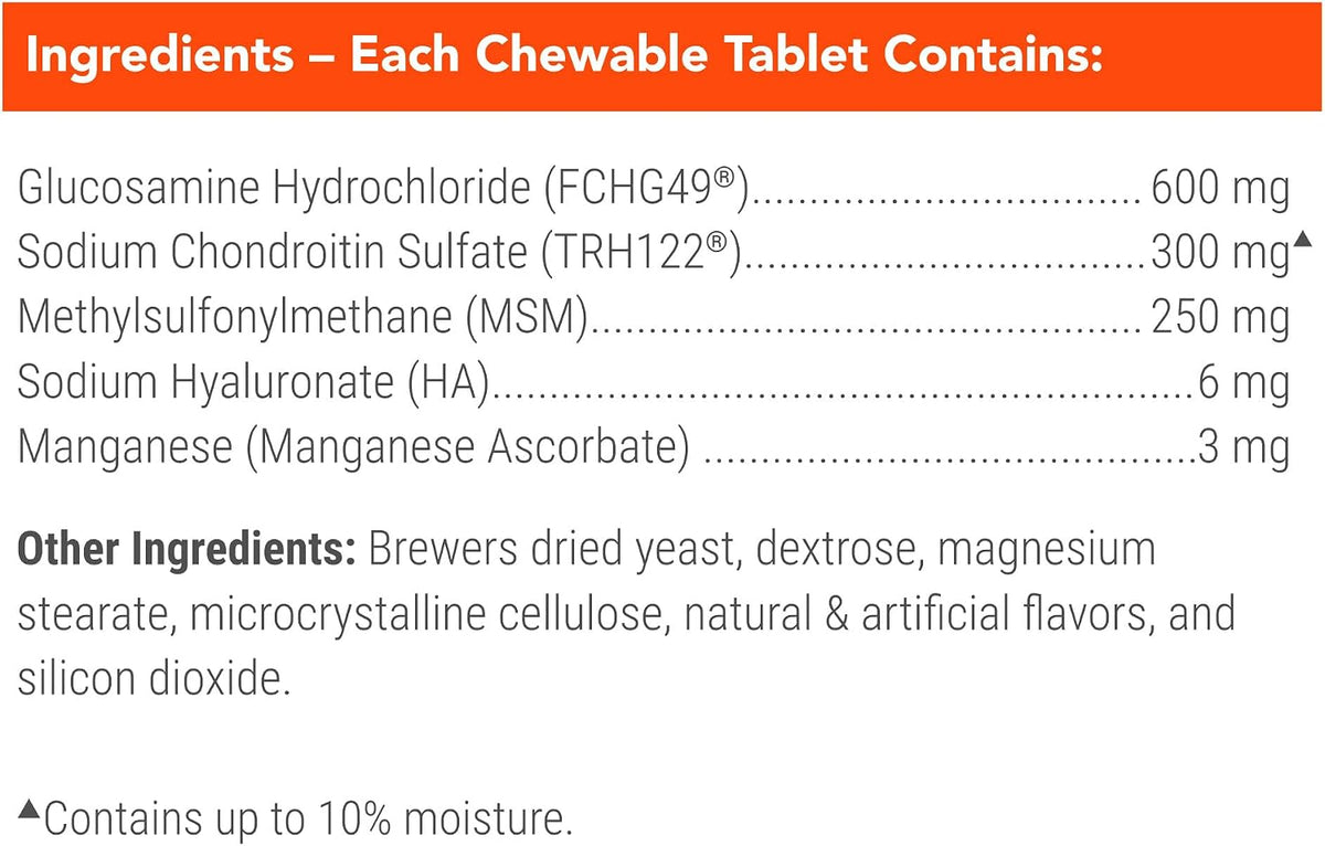 Nutramax Cosequin Joint Supplement for Dogs, MSM+HA, Chew Tablets, 250ct