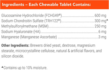 Nutramax Cosequin Joint Supplement for Dogs, MSM+HA, Chew Tablets, 250ct