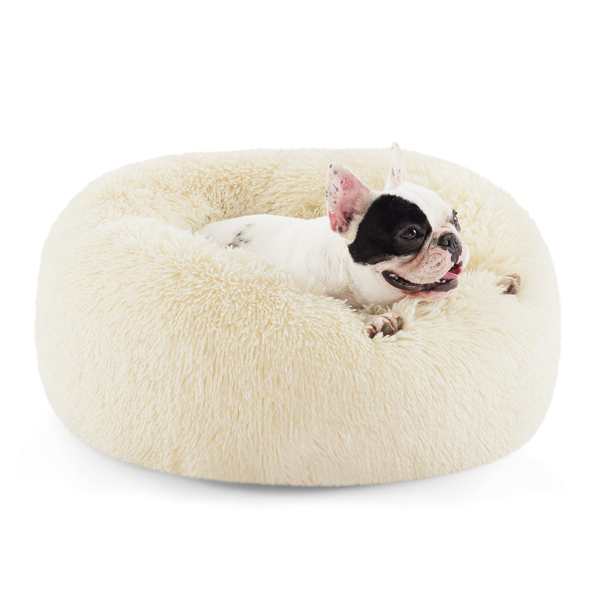 Bedsure Calming Small Medium Dog Bed Donut Washable Puppy Bed,27ins Camel
