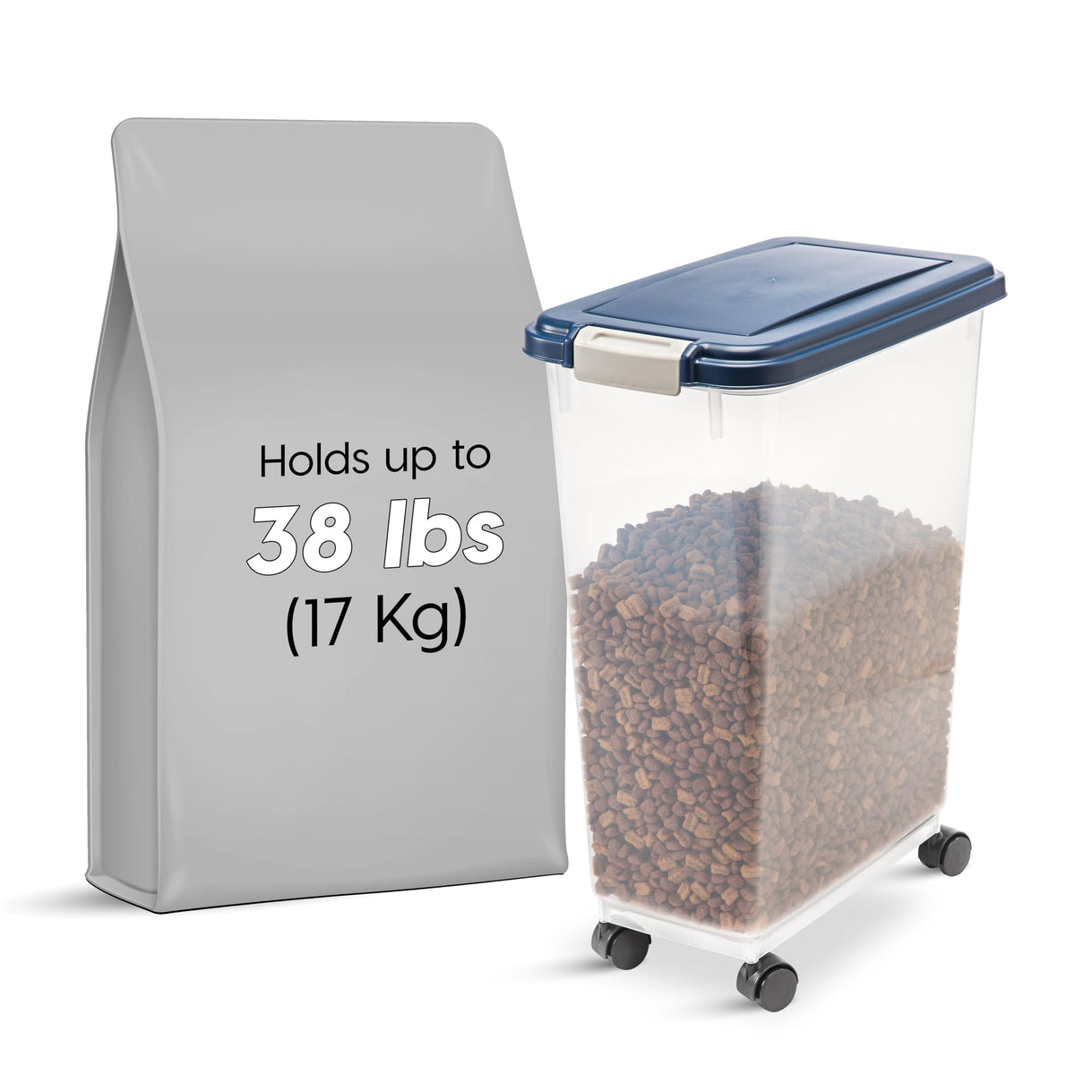 IRIS USA Dog Food Storage Container, Up to 10 lbs, Clear/Gray, Made in USA