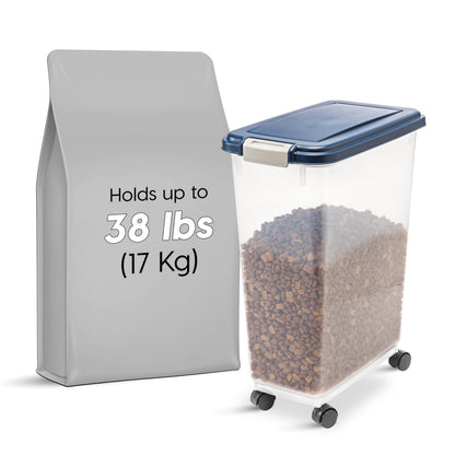 IRIS USA Dog Food Storage Container, Up to 10 lbs, Clear/Gray, Made in USA