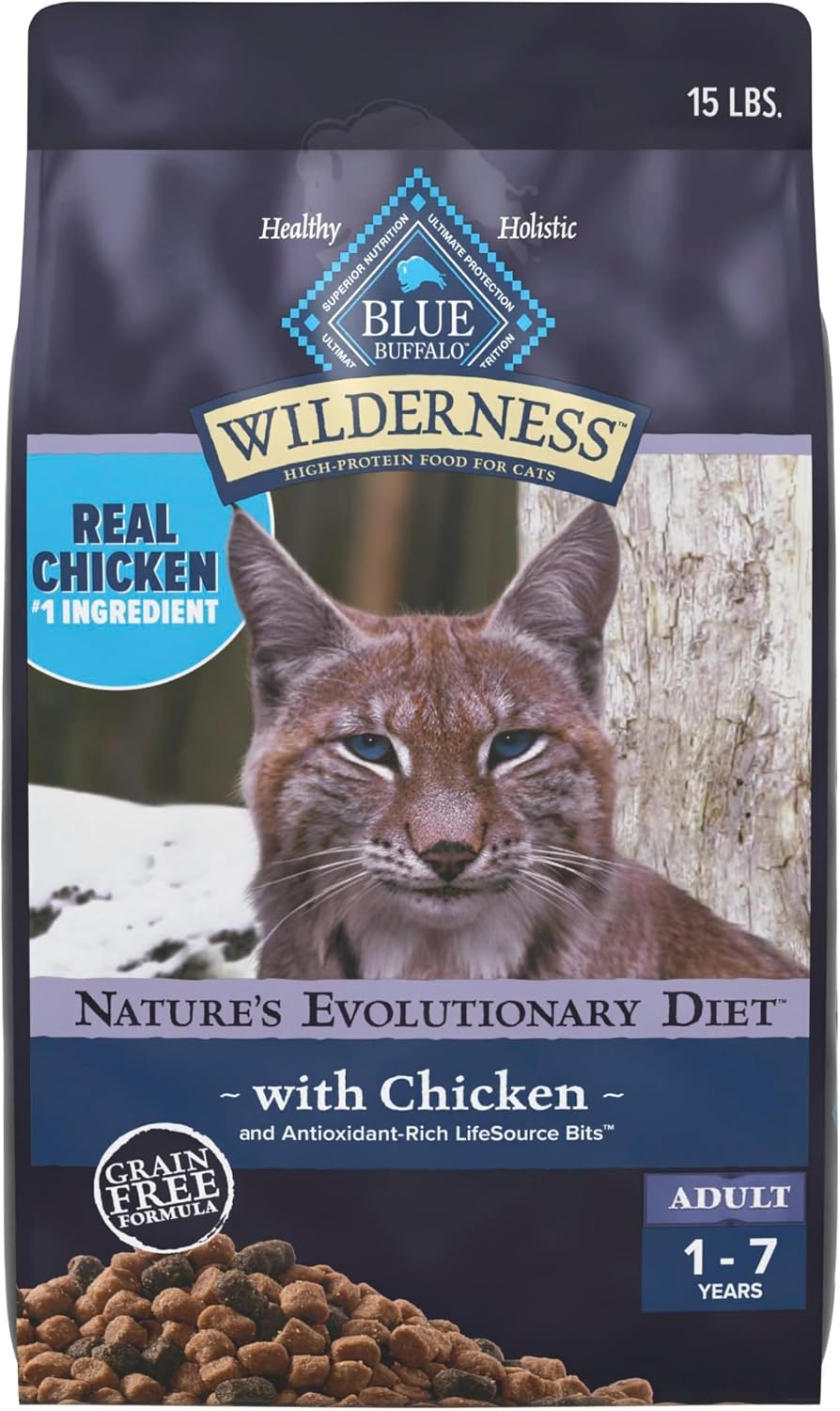 Blue Buffalo Wilderness Chicken Adult Dry Cat Food, Grain-Free, 12 lb