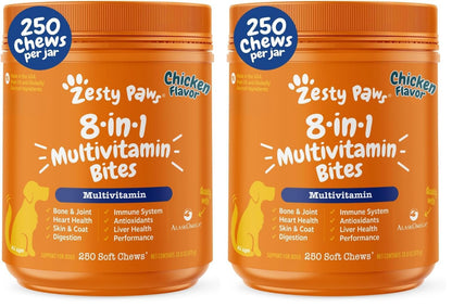 Zesty Paws Dog Vitamins - Dog Multivitamins with Hemp - Chicken, 90 Ct