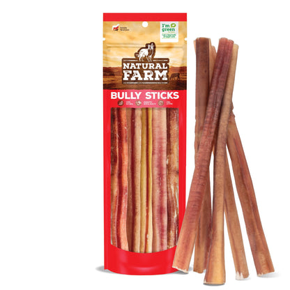 Natural Farm Odor-Free Bully Sticks (4-8”, 16oz) ALL-NATURAL Long-Lasting Chews, 100% Beef Pizzle, Grass-Fed, Grain-Free, Hormone-Free, Protein for Muscle Development & Energy, Perfect For Medium Dogs