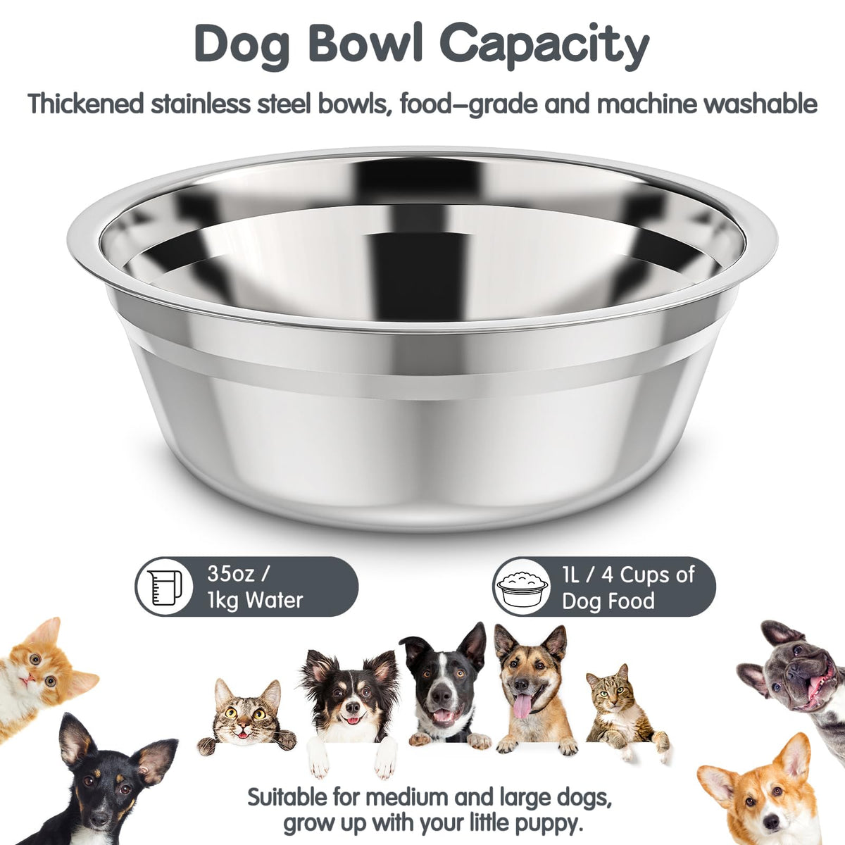 XIAZ Elevated Dog Bowls Large Breed Raised Dogs Bowl Stand Large/Medium Sized Dog 1L Food Water Bowl Stands 5 Heights Adjustable 9/11/12/14in Black Pet Feeder Dish Station