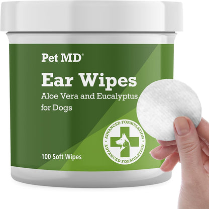 Pet MD Dog Ear Cleaning Wipes – Otic Cleanser for Dogs - 100 ct
