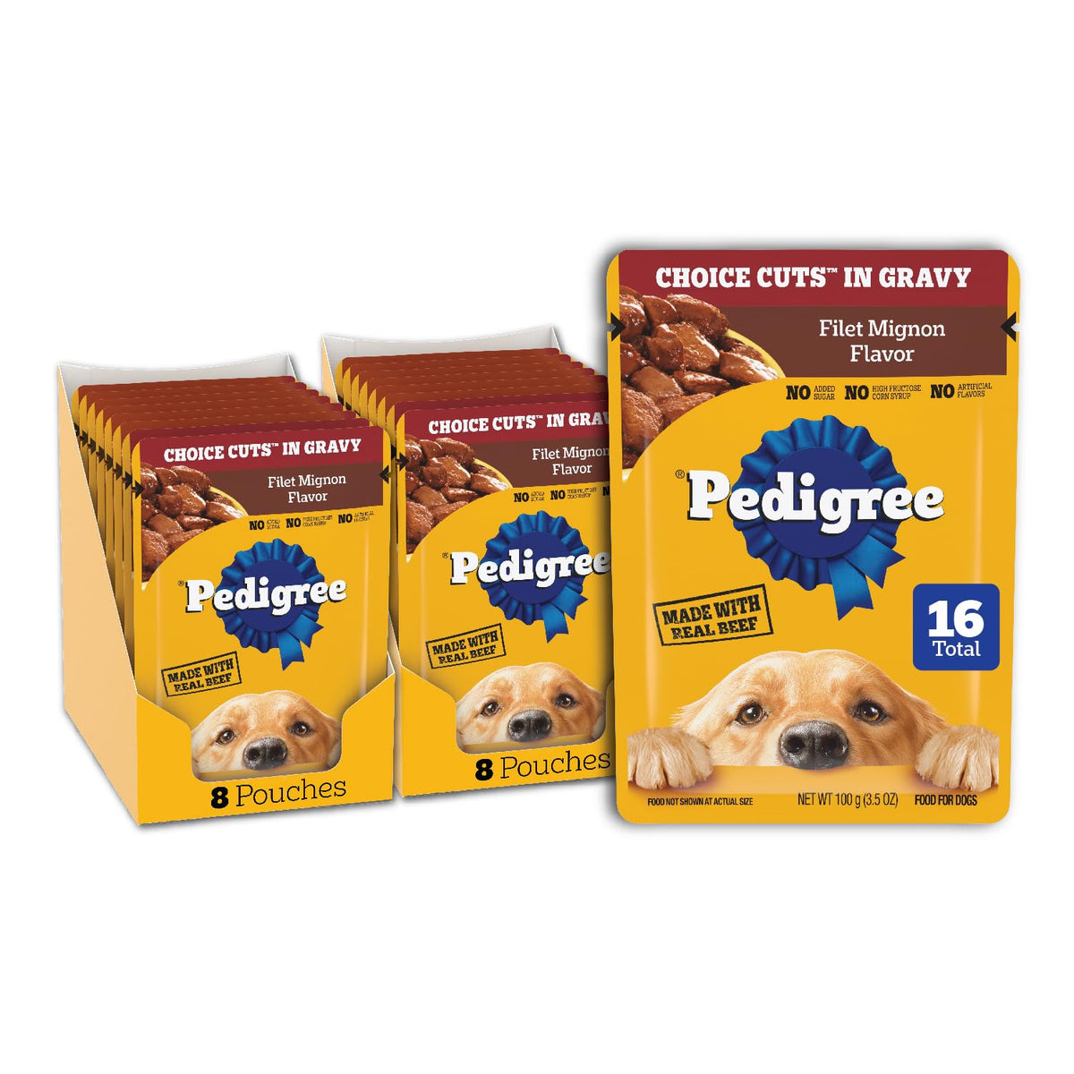 Pedigree Choice Cuts Wet Dog Food Pouch, Protein Variety, 3.5 oz, 30 Count