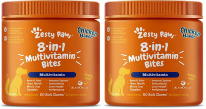 Zesty Paws Dog Vitamins - Dog Multivitamins with Hemp - Chicken, 90 Ct