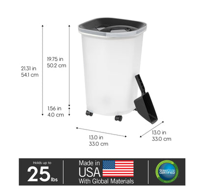 IRIS USA Dog Food Storage Container, Up to 10 lbs, Clear/Gray, Made in USA