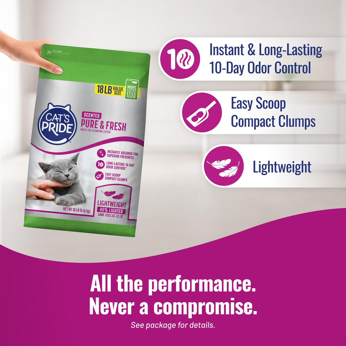 Cat's Pride Antibacterial Litter, Odor-Eliminating Scented 12lb