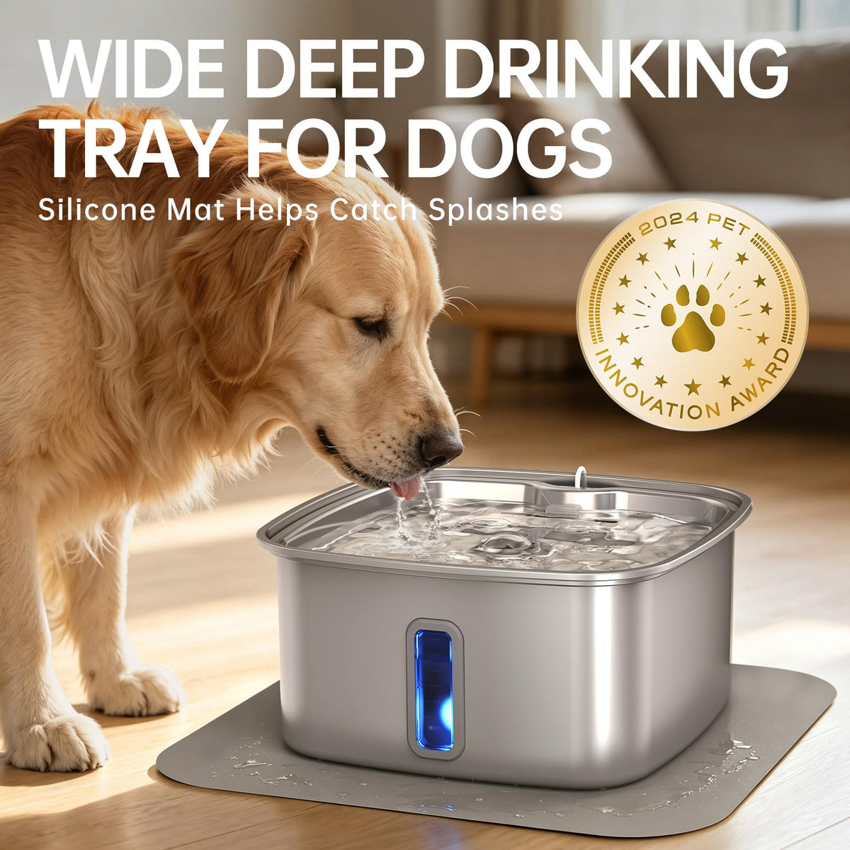 Veken Innovation Award Winner Stainless Steel Cat Water Fountain, 108oz, C1