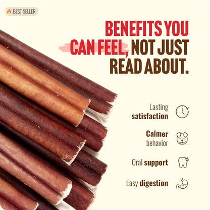 Natural Farm Odor-Free Bully Sticks (4-8”, 16oz) ALL-NATURAL Long-Lasting Chews, 100% Beef Pizzle, Grass-Fed, Grain-Free, Hormone-Free, Protein for Muscle Development & Energy, Perfect For Medium Dogs