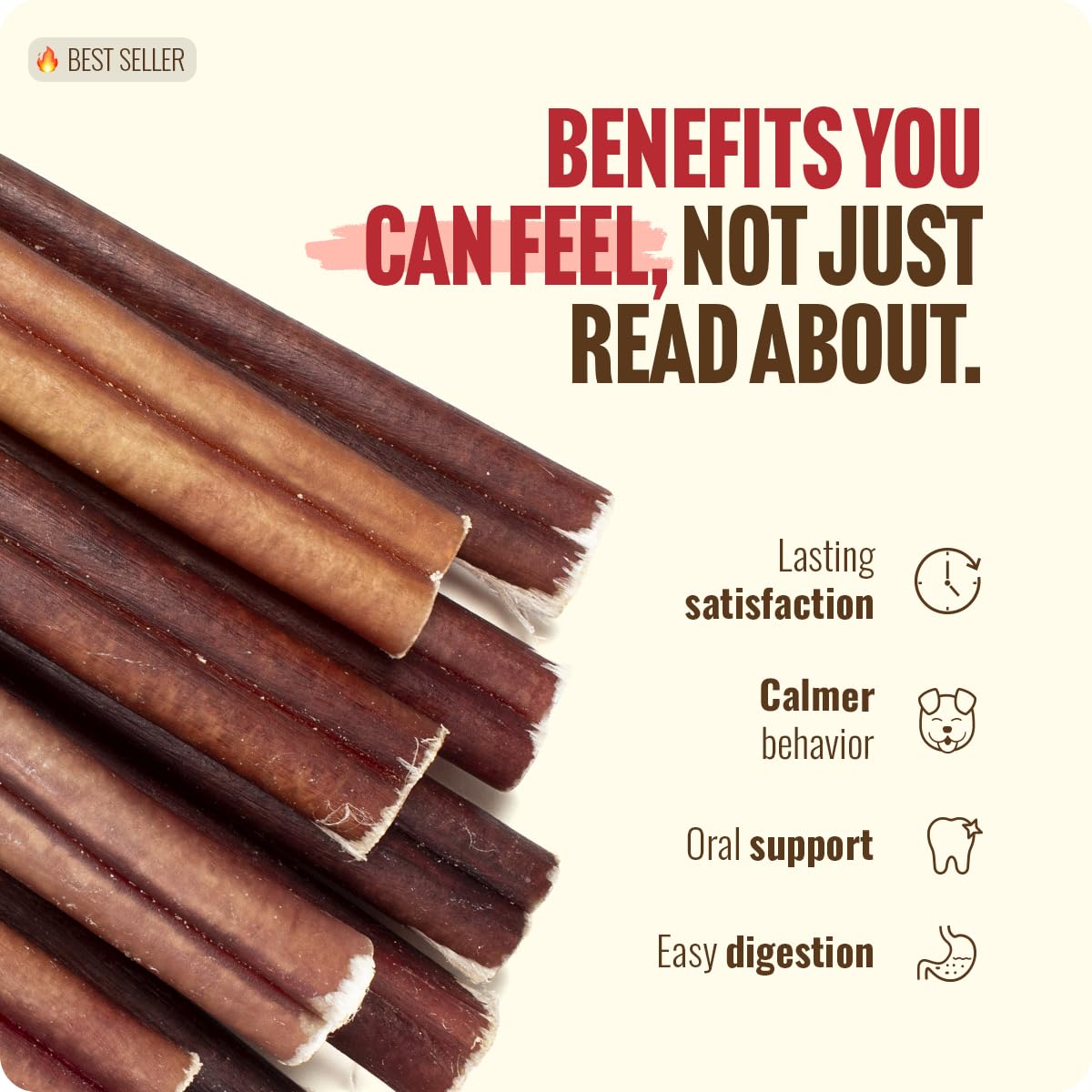 Natural Farm Odor-Free Bully Sticks (4-8”, 16oz) ALL-NATURAL Long-Lasting Chews, 100% Beef Pizzle, Grass-Fed, Grain-Free, Hormone-Free, Protein for Muscle Development & Energy, Perfect For Medium Dogs